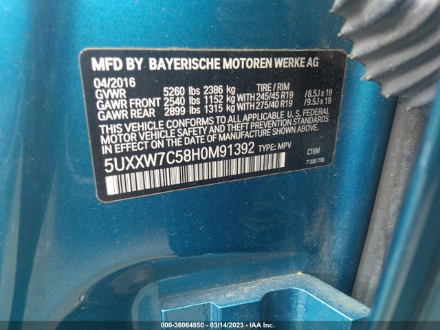 BMW X4 M40i 2017 5UXXW7C58H0M91392 Image 10