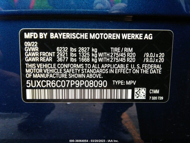 2023 BMW X5, VIN: 5UXCR6C07P9P08090
