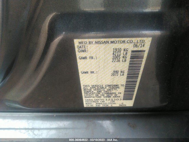 Nissan Altima 2.5 S 2015 1N4AL3AP7FC121503 Image 10