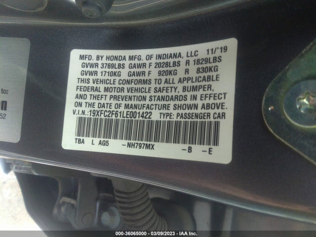Honda Civic Sedan Lx 2020 19XFC2F61LE001422 Image 9