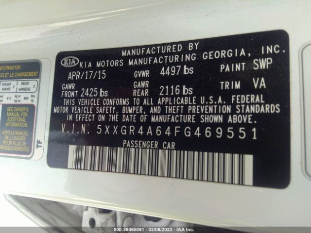 5XXGR4A64FG469551 KIA Optima Sxl Turbo
