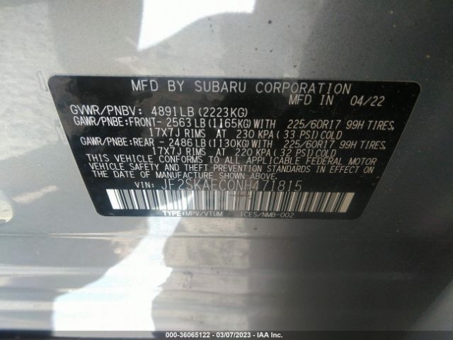 JF2SKAEC0NH471815 Subaru Forester Premium