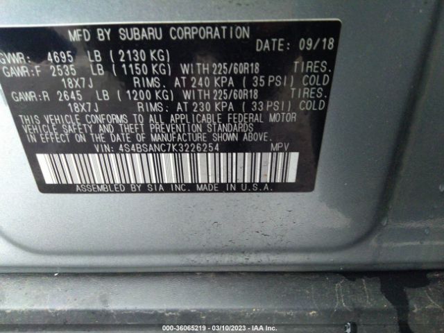 4S4BSANC7K3226254 Subaru Outback Limited
