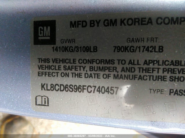 Chevrolet Spark Lt 2015 KL8CD6S96FC740457 Image 9