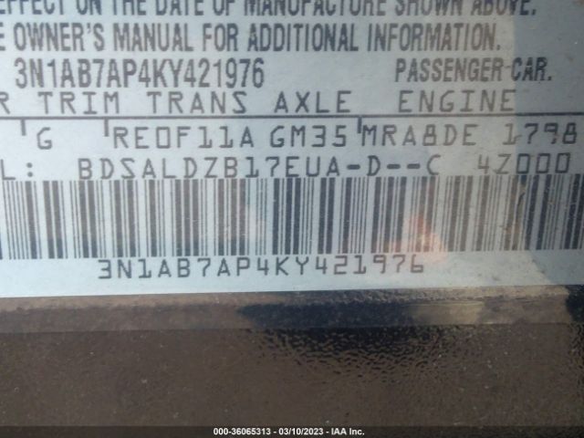 3N1AB7AP4KY421976 Nissan SENTRA SV