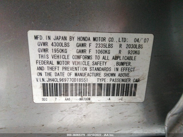 JH4CL96977C018551 Acura Tsx Navi