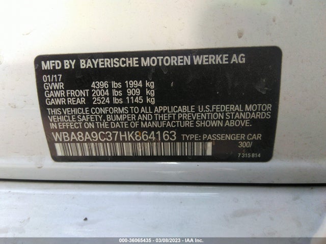 BMW 3 Series 320i 2017 WBA8A9C37HK864163 Image 9