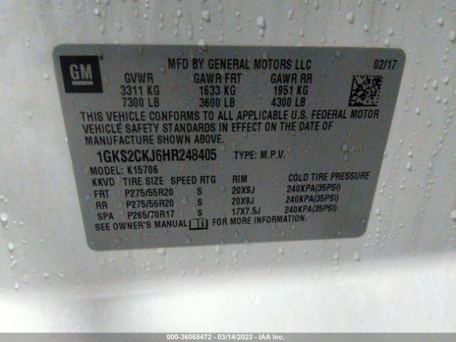 1GKS2CKJ6HR248405 GMC YUKON DENALI