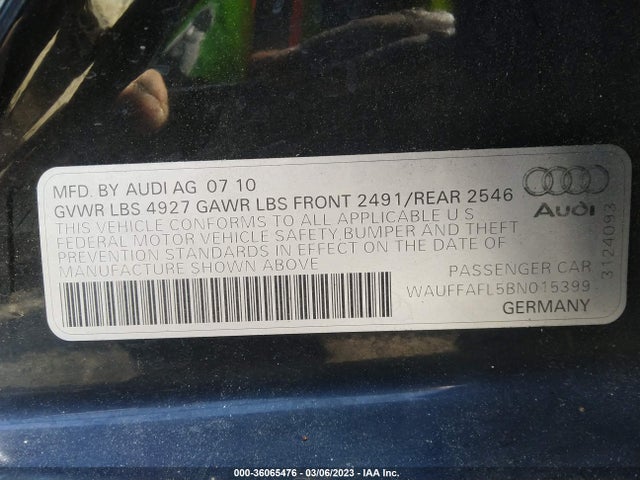WAUFFAFL5BN015399 Audi A4 2.0t Premium  Plus