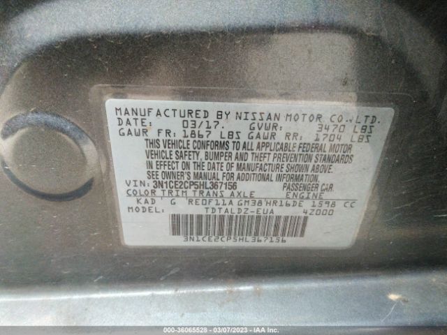 3N1CE2CP5HL367156 Nissan Versa Note Sv