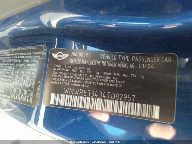 WMWRE33434TD82957 Mini Cooper Hardtop S
