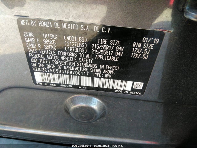 Honda HR-V LX 2019 3CZRU5H37KM708117 Image 9