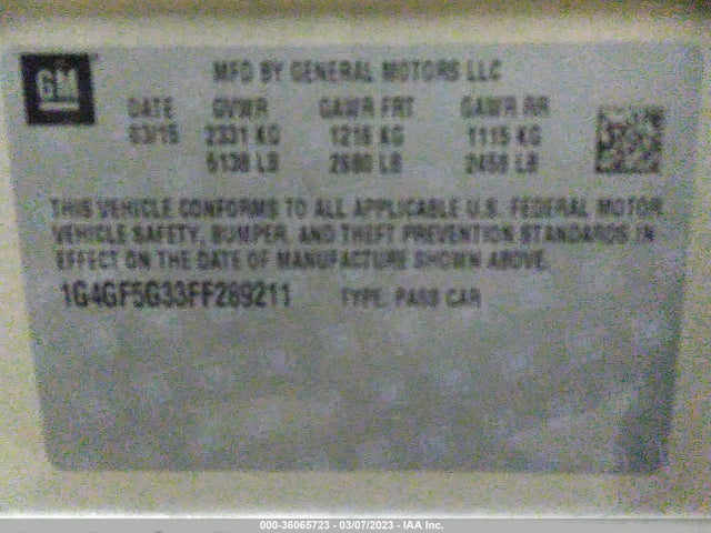 Buick Lacrosse Premium Ii 2015 1G4GF5G33FF289211 Image 9