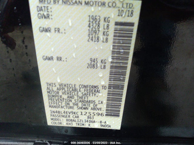 Nissan Altima 2.5 Sl 2019 1N4BL4EV9KC125596 Image 9