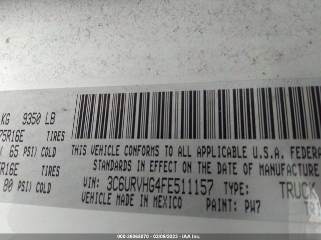 RAM Promaster 2015 3C6URVHG4FE511157 Image 10