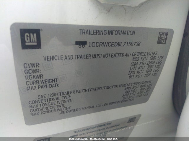 Chevrolet Silverado 1500 Lt 2020 1GCRWCED8LZ159738 Image 9