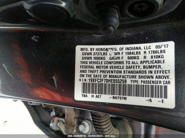 Honda Civic Sedan Ex 2017 19XFC2F70HE055259 Image 9