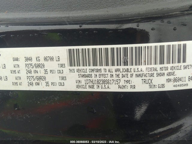 Dodge Ram 1500 Laramie 2008 1D7HU18238S617157 Image 10