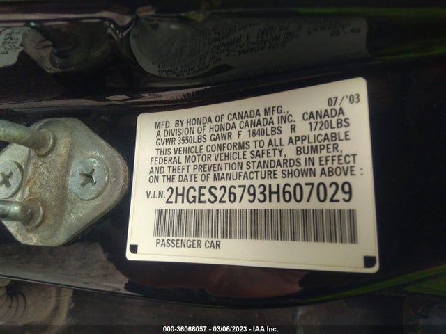 Honda CIVIC EX 2003 2HGES26793H607029 Image 10