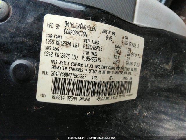 3A4FY48B47T507667 Chrysler Pt Cruiser