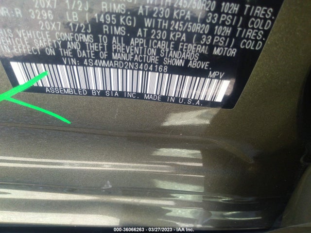 2022 Subaru Ascent, VIN: 4S4WMARD2N3404168