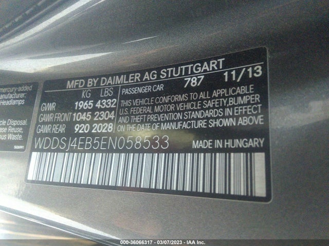 WDDSJ4EB5EN058533 Mercedes-Benz Cla-class Cla 250