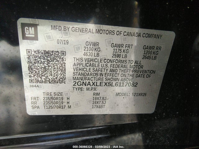Chevrolet EQUINOX LT 2020 2GNAXLEX5L6117082 Image 10