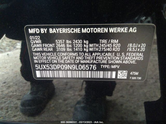 5UX53DP09N9L06576 BMW X3 Xdrive30i