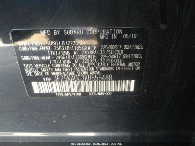 JF2SKAGC3KH555488 Subaru Forester Premium
