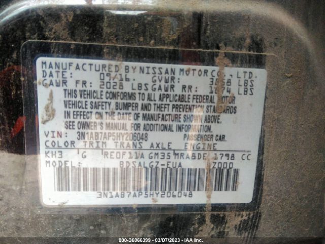 3N1AB7AP5HY206048 Nissan SENTRA SL