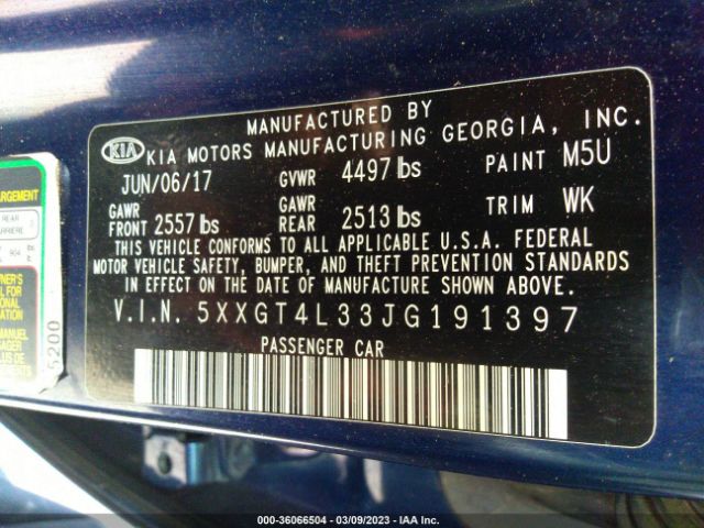 5XXGT4L33JG191397 KIA Optima S