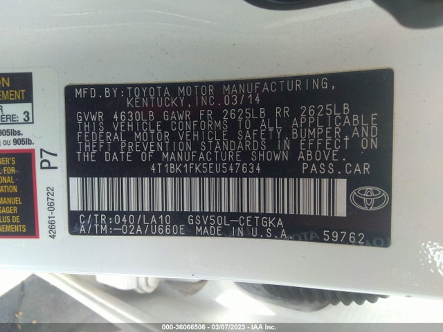 Toyota Camry Se/xle 2014 4T1BK1FK5EU547634 Image 11