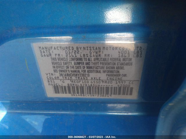 3N1AB8CV5NY238219 Nissan SENTRA SV