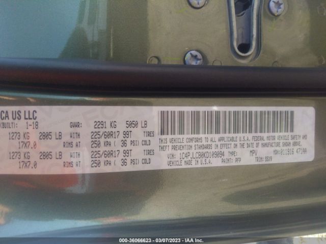 1C4PJLCB0KD109094 Jeep Cherokee Latitude