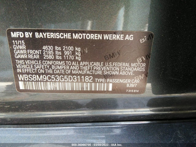 2016 BMW M3, VIN: WBS8M9C53G5D31182