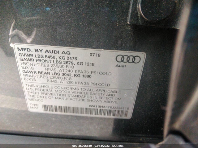 WA1BNAFY0J2224110 Audi Q5 Premium Plus