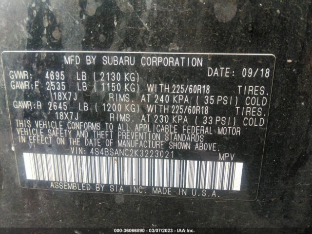 4S4BSANC2K3223021 Subaru Outback Limited