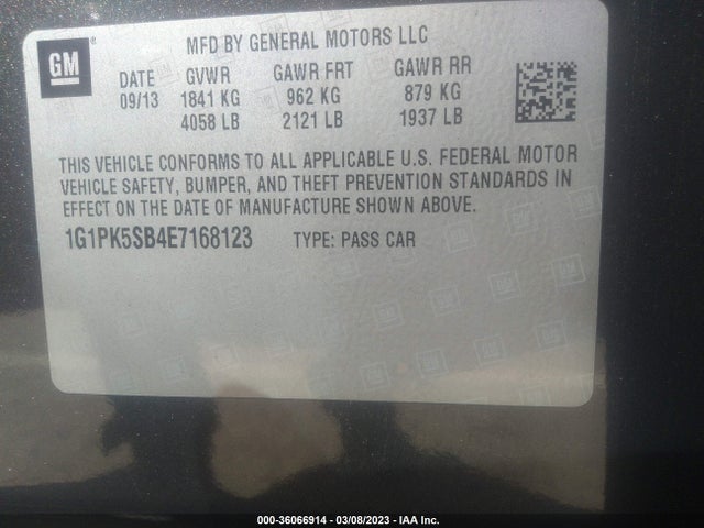 Chevrolet CRUZE LT 2014 1G1PK5SB4E7168123 Image 9
