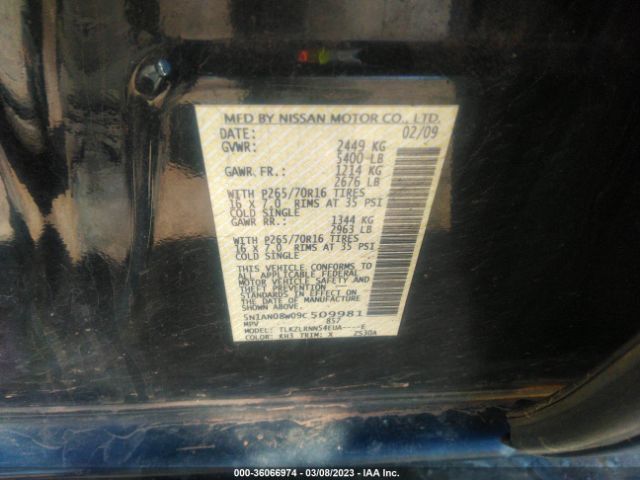 5N1AN08W09C509981 Nissan Xterra S