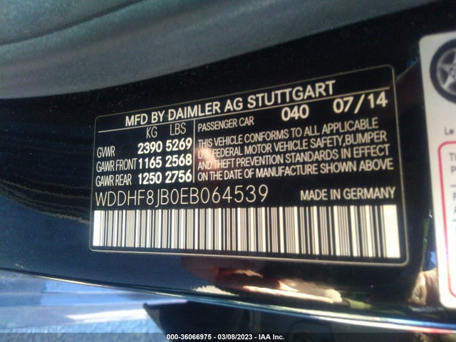 2014 MERCEDES-BENZ E-CLASS E 350 VIN: WDDHF8JB0EB064539