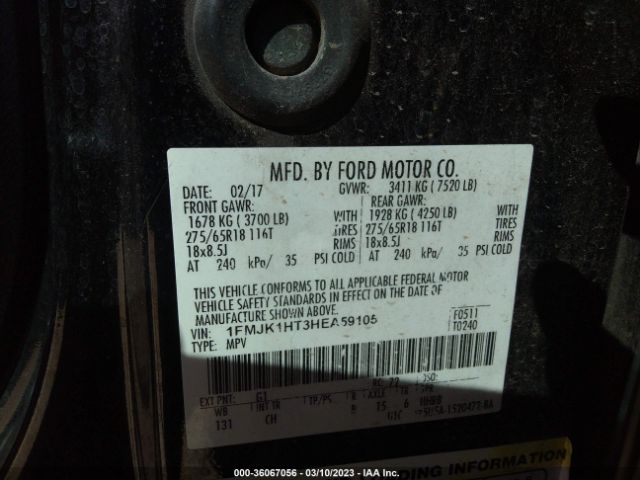 1FMJK1HT3HEA59105 Ford Expedition El Xlt/king Ranch
