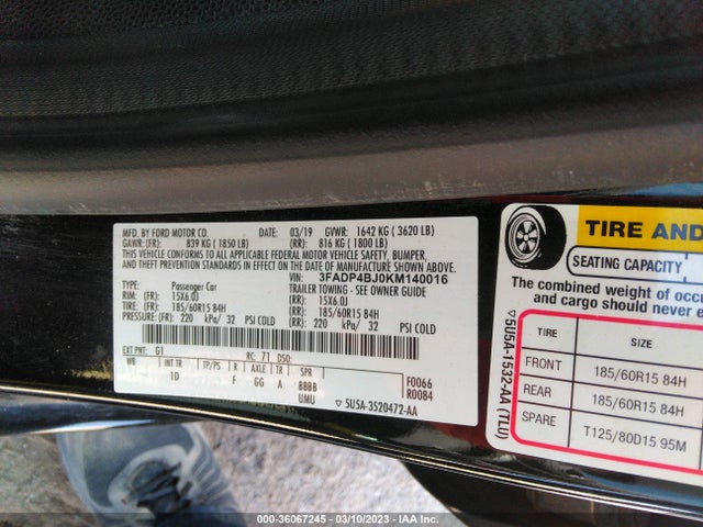 Ford FIESTA SE 2019 3FADP4BJ0KM140016 Image 11
