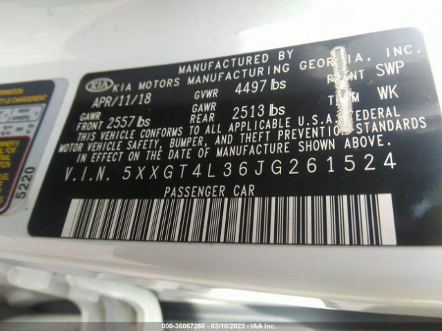 5XXGT4L36JG261524 KIA Optima Lx