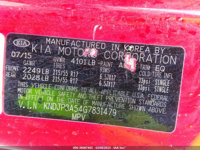 KIA SOUL + 2016 KNDJP3A54G7831479 Image 10