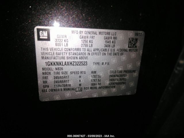1GKKNKLAXHZ322523 GMC ACADIA SLE
