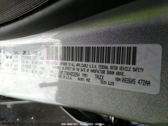 RAM 1500 Laramie 2019 1C6SRFJTXKN653264 Image 10