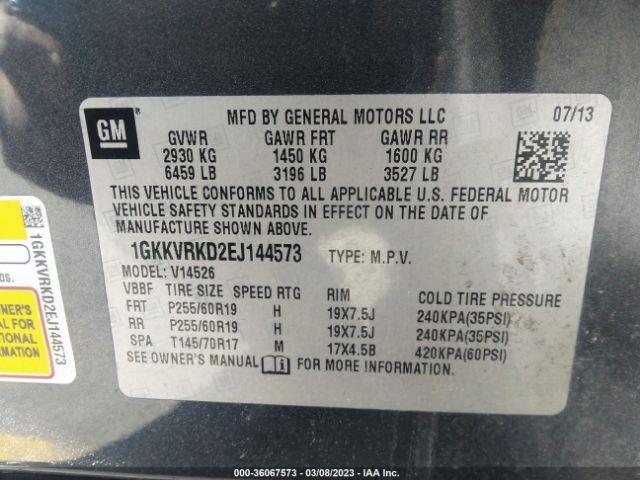 1GKKVRKD2EJ144573 GMC ACADIA SLT