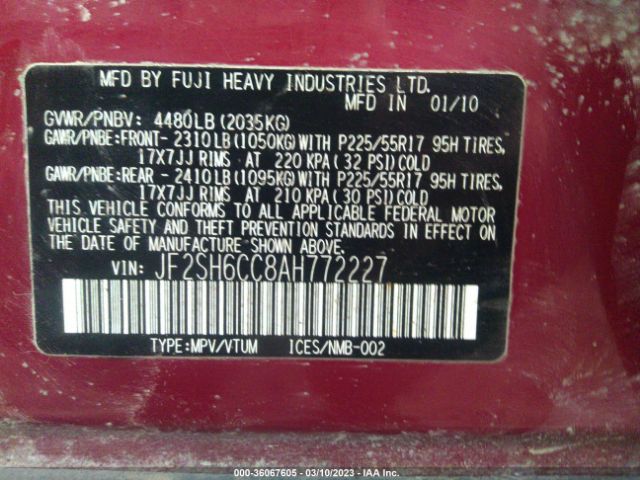 JF2SH6CC8AH772227 Subaru Forester 2.5x Premium