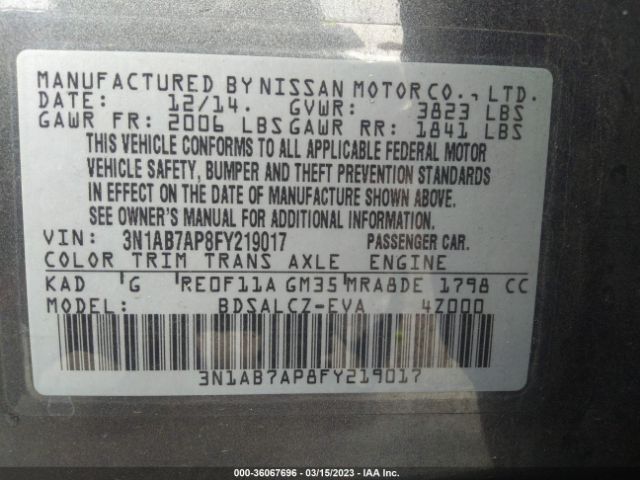 3N1AB7AP8FY219017 Nissan SENTRA S