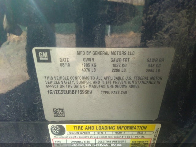 Chevrolet Malibu Lt W/1lt 2011 1G1ZC5EU8BF159669 Image 10